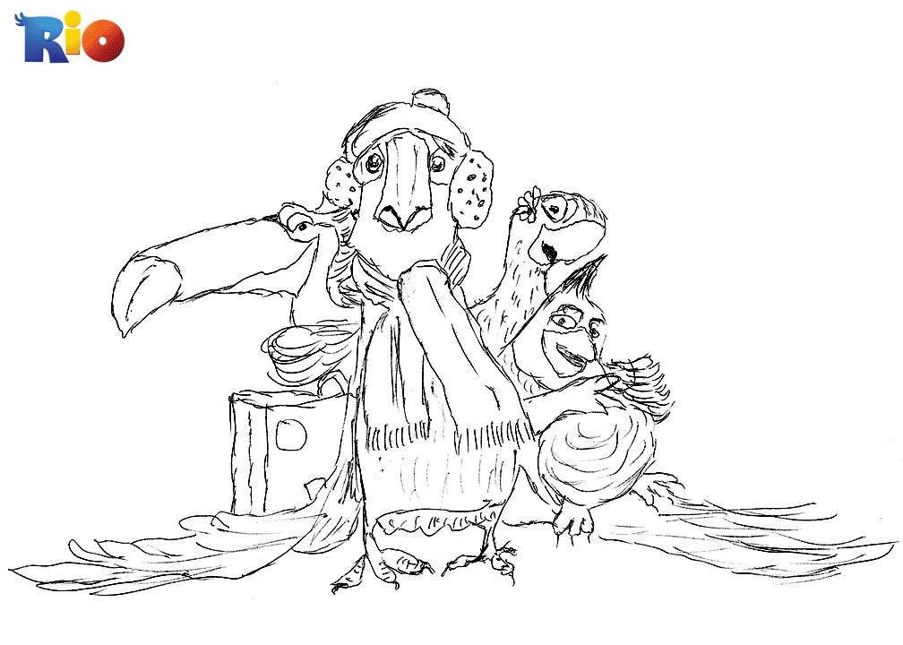 coloriage rio la bande reunie